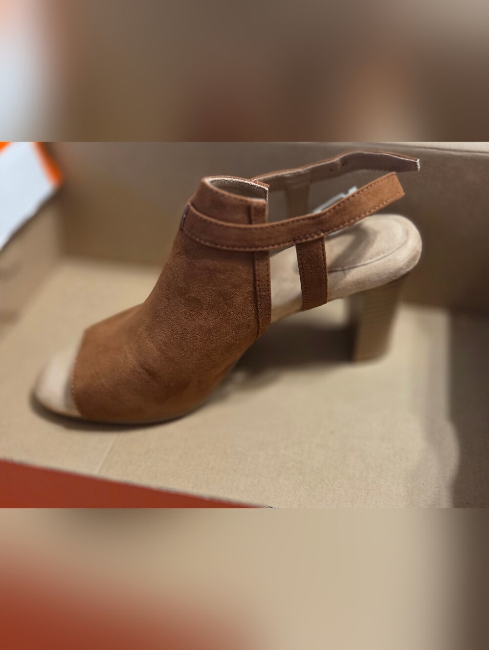Giani Bernini Tan Suede Open-Toe Block Heel Slingback Mules - Picture 2 of 7